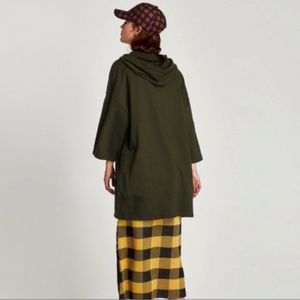 Zara Oversized Hooded Slouchy Tunic Top Small Terry Jersey Knit Grunge Moody